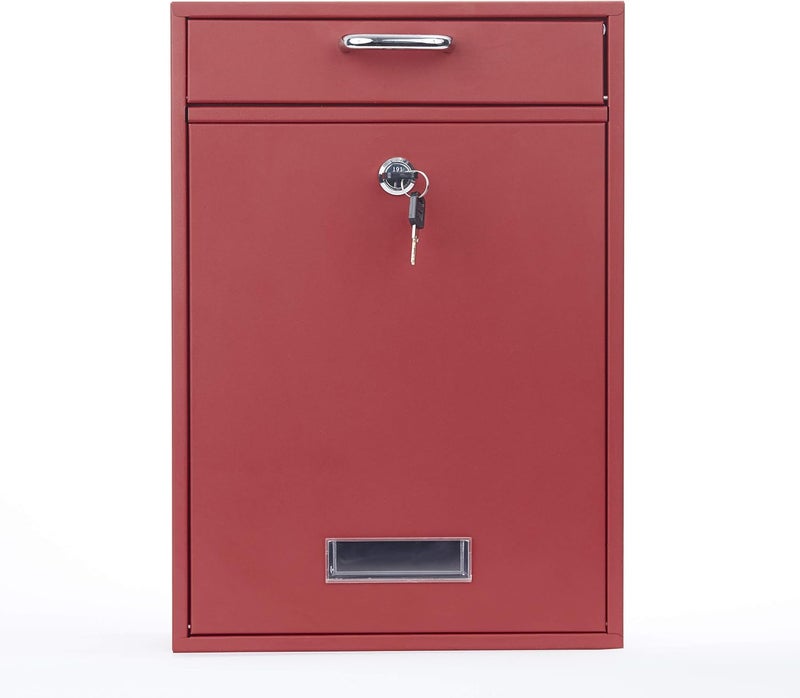 Yulli Wall Mounted Locking Vertical Dropbox Mailbox - Safe and Secure | Made with Galvanized Steel (Large, Red) - Image 1